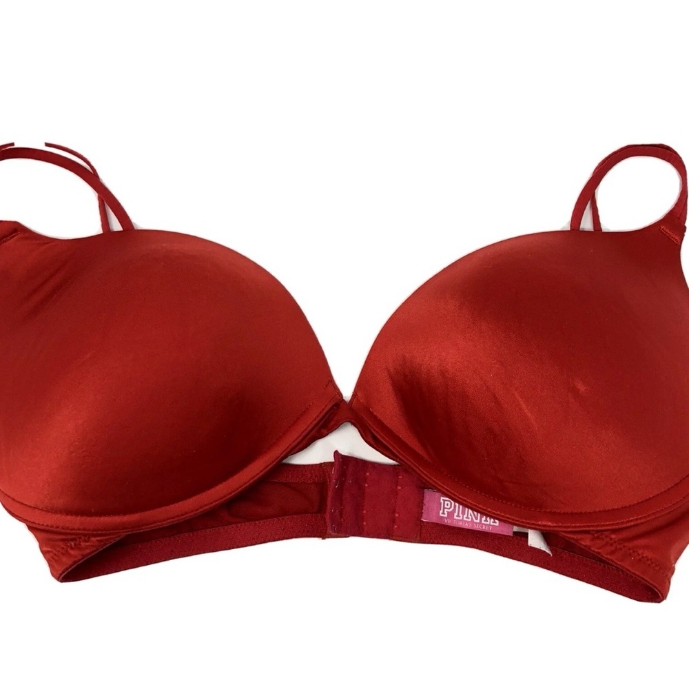 VS Victoria’s Secret size 34D Love Pink Padded Plunge Bra Red